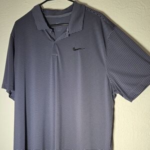 Nike • Greyish Blue & Black Striped Dri-Fit Polo